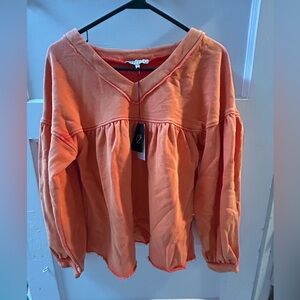 Ladies Orange Pull Over Top (Collection by Cecelia) size Small (NWT)